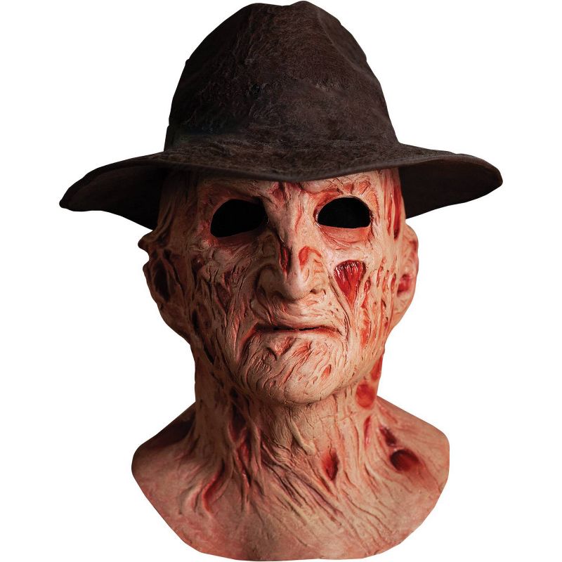Adult Deluxe Freddy Krueger Halloween Mask with Hat One Size