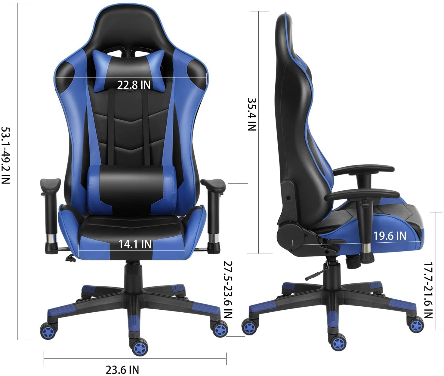 43.3 Inch Gaming Desk with PU Leather Gaming Chair Home Office Desk and Chair Set Z-Shaped E-Sport Gamer Workstation with LED Lights Carbon Fiber Surface, Ergonomic Gaming Table with Cup Holder