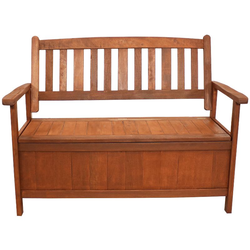 Sunnydaze Outdoor Meranti Wood with Teak Oil Finish Wooden Garden Planter Box Bench Seat - 68" - Brown