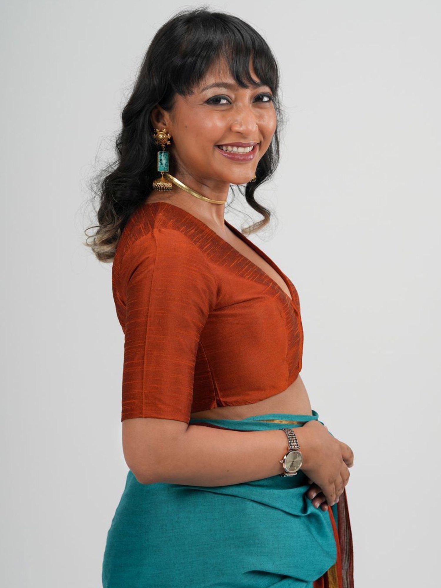 Suta Rust V-Neck Blouse