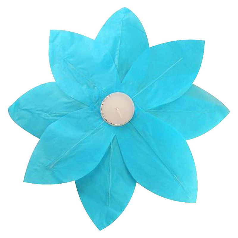 6ct Floating Lotus Paper Lantern Turquoise
