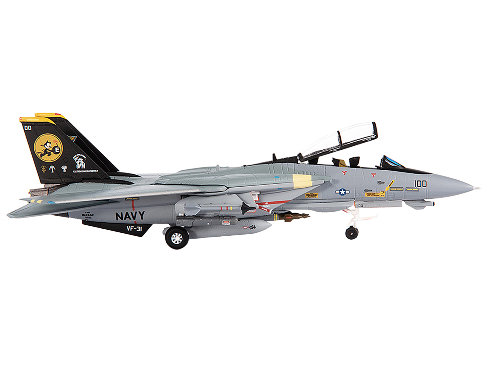 Grumman F-14B Tomcat Fighter Aircraft "VF-103 Jolly Rogers USS George Washington" (2000) United States Navy "Air Power Series" 1/72 Diecast Model by Hobby Master