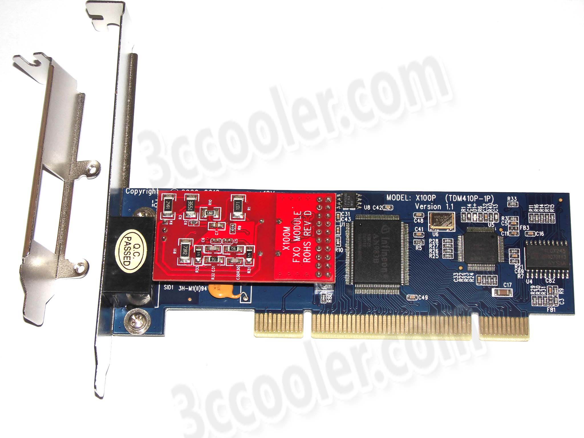 Wildcard Analog VoIP Card  X100P + 1 * X100M (FXO) + PCI Bus, supports asterisk trixbox elastix