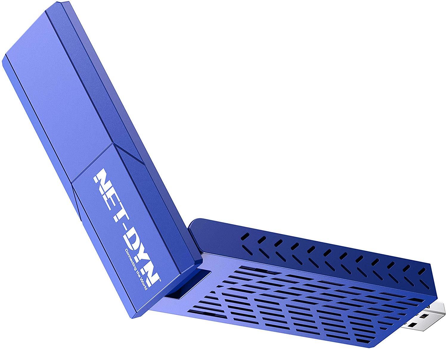 NET-DYN AC1900 USB Wireless WiFi Adapter with Base, Dual Band, 5GHz and 2.4GHZ, Super Strength So You Can Say Bye to Buffering, for PC or Mac, for Desktop or Laptop