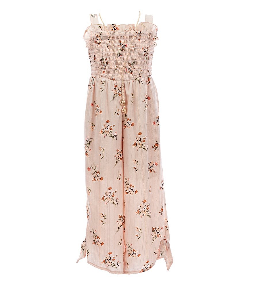 Rare Editions Little Girls 4-6X Printed Chiffon Jumpsuit & Denim Vest Set