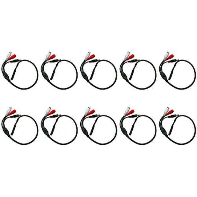 evertech high sensitive audio pickup device external amplified mini spy microphone with power plug splitter for cctv security camera pack of 10