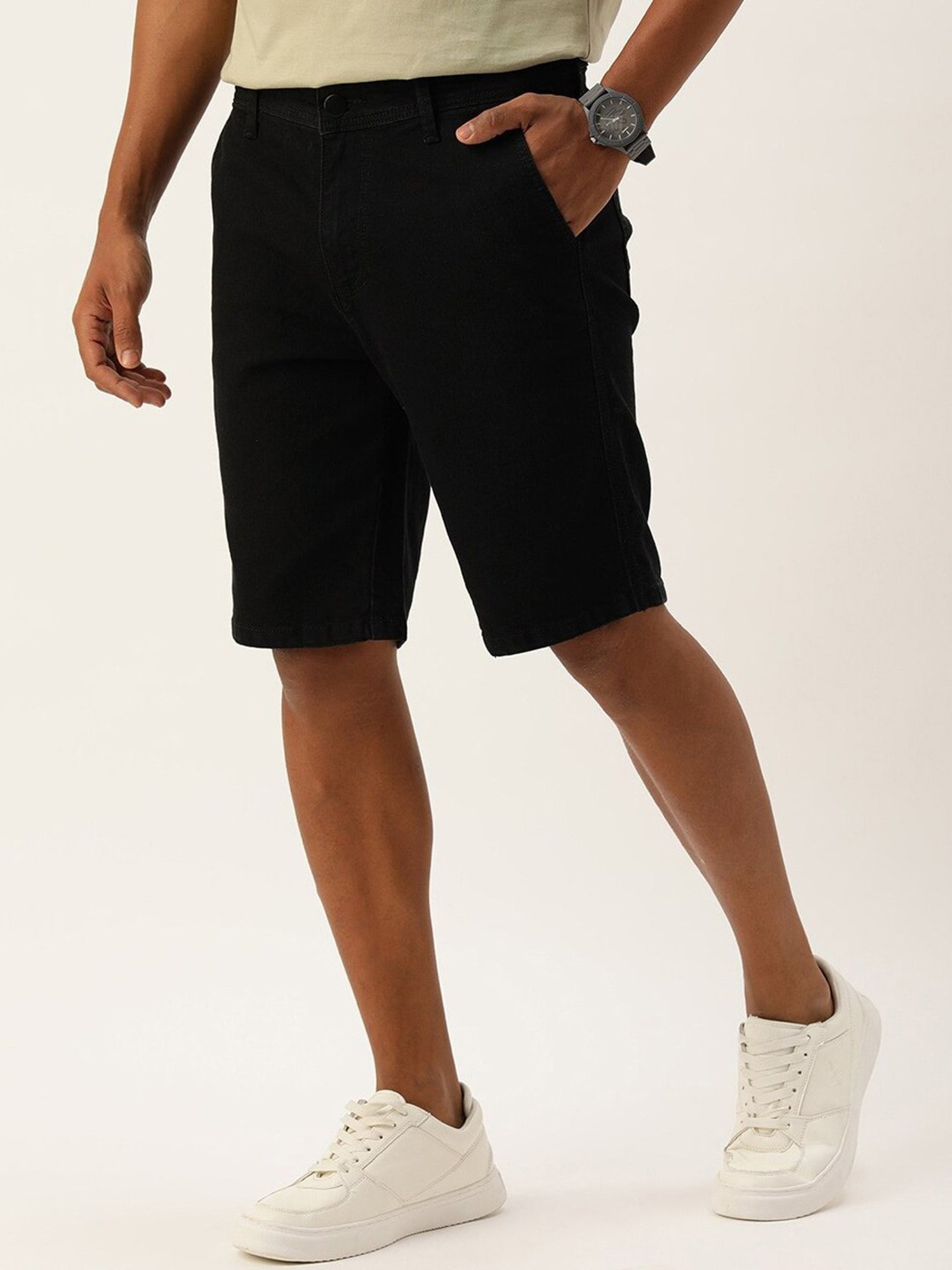 IVOC Black Regular Fit Denim Shorts