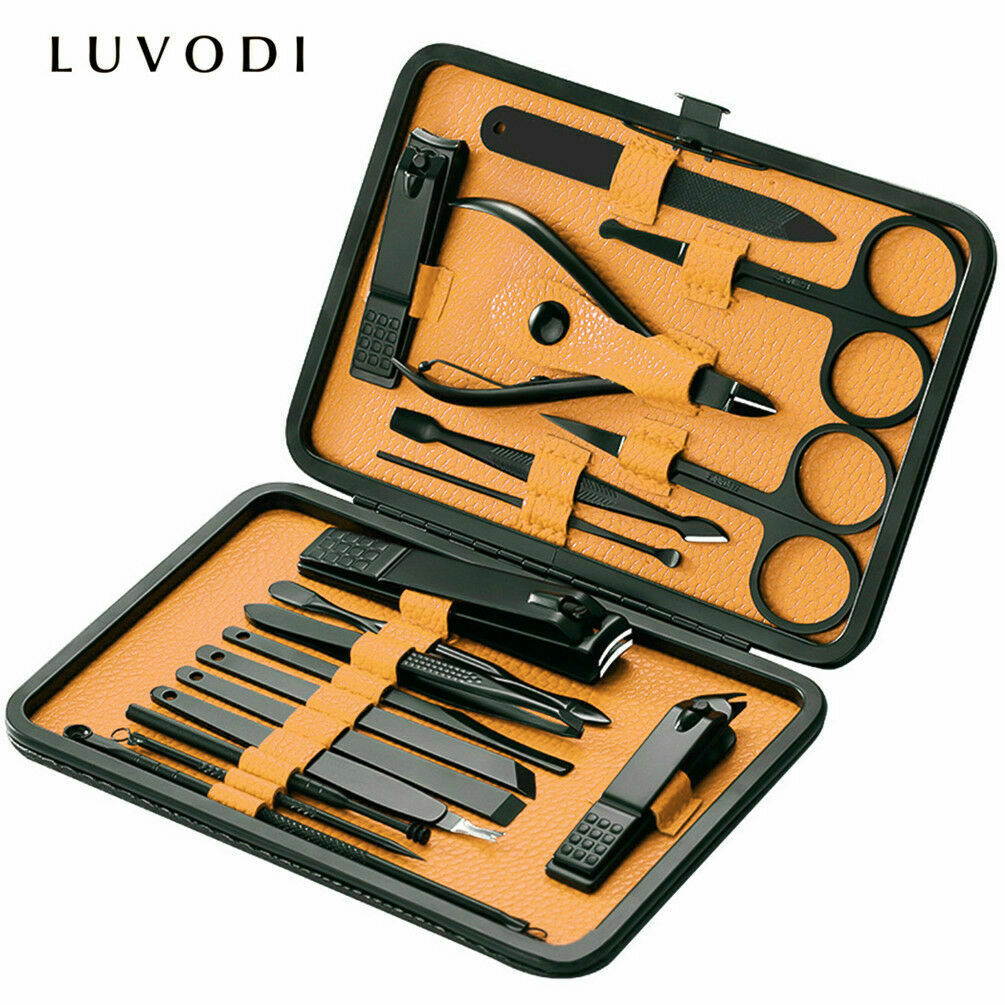 18PCS Manicure Pedicure Set Finger Toe Nail Clippers Scissors Grooming Kit Tool