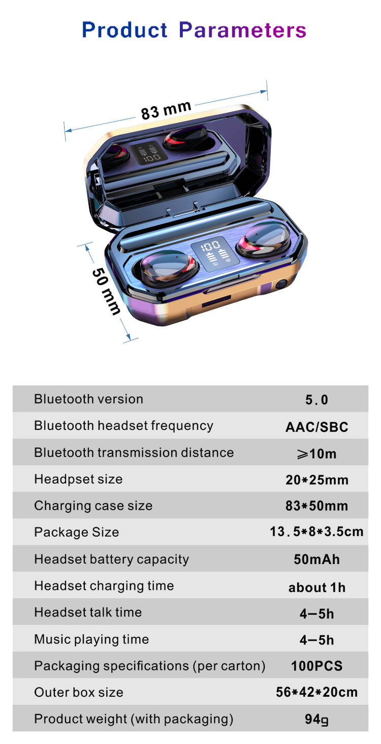 CASUNG True Wireless Earbuds TWS Bluetooth5.0 Headphones Touch Control Bluetooth Headphones in-Ear Stereo Earphones with Charging Case 9D HiFi Headsets Wireless Earphones with Built-in Mic Sports Work