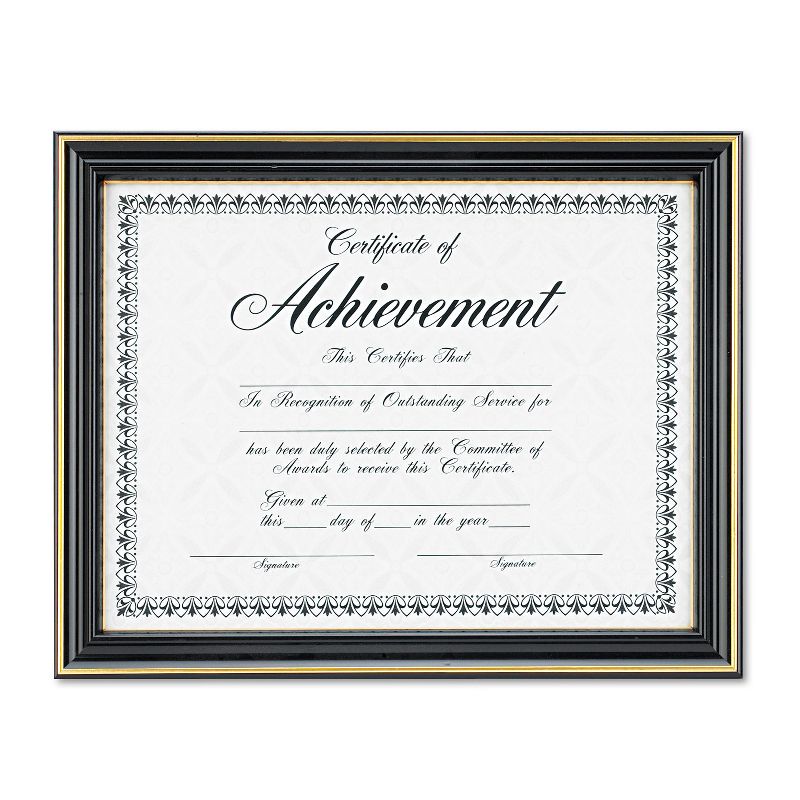 Dax Gold-Trimmed Document Frame w/Certificate Wood 8 1/2 x 11 Black N2709N6T