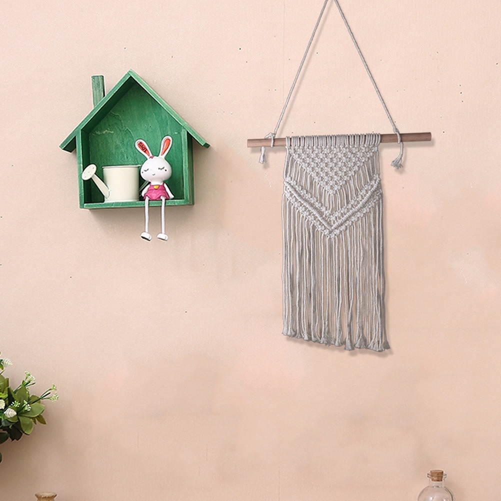 50x45cm Handmade Tassel Wall Hanging Tapestry Ornament Craft Indoor Home Hanging Decor (Beige)