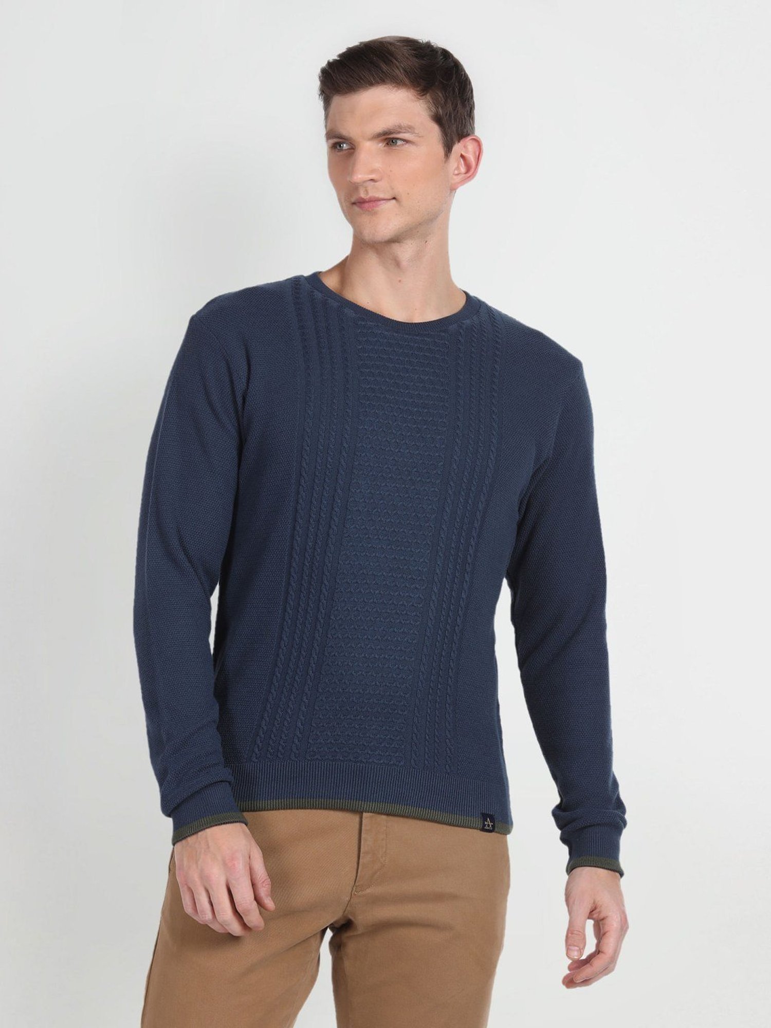 Arrow Sport Navy & Olive Regular Fit Sweater