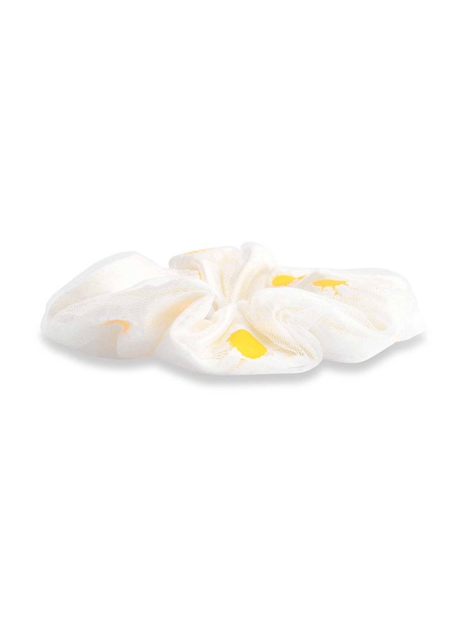 ToniQ White Printed Ponytail Holder Scrunchie