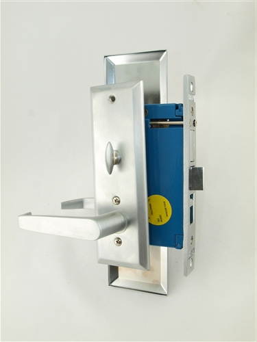 Maxtech (Marks Metro 116A/26D Like) Satin Chrome 26D, Right Hand, Heavy Duty Mortise Entry Screwless Lever Lockset Thru Bolted, 2-1/2" Backset