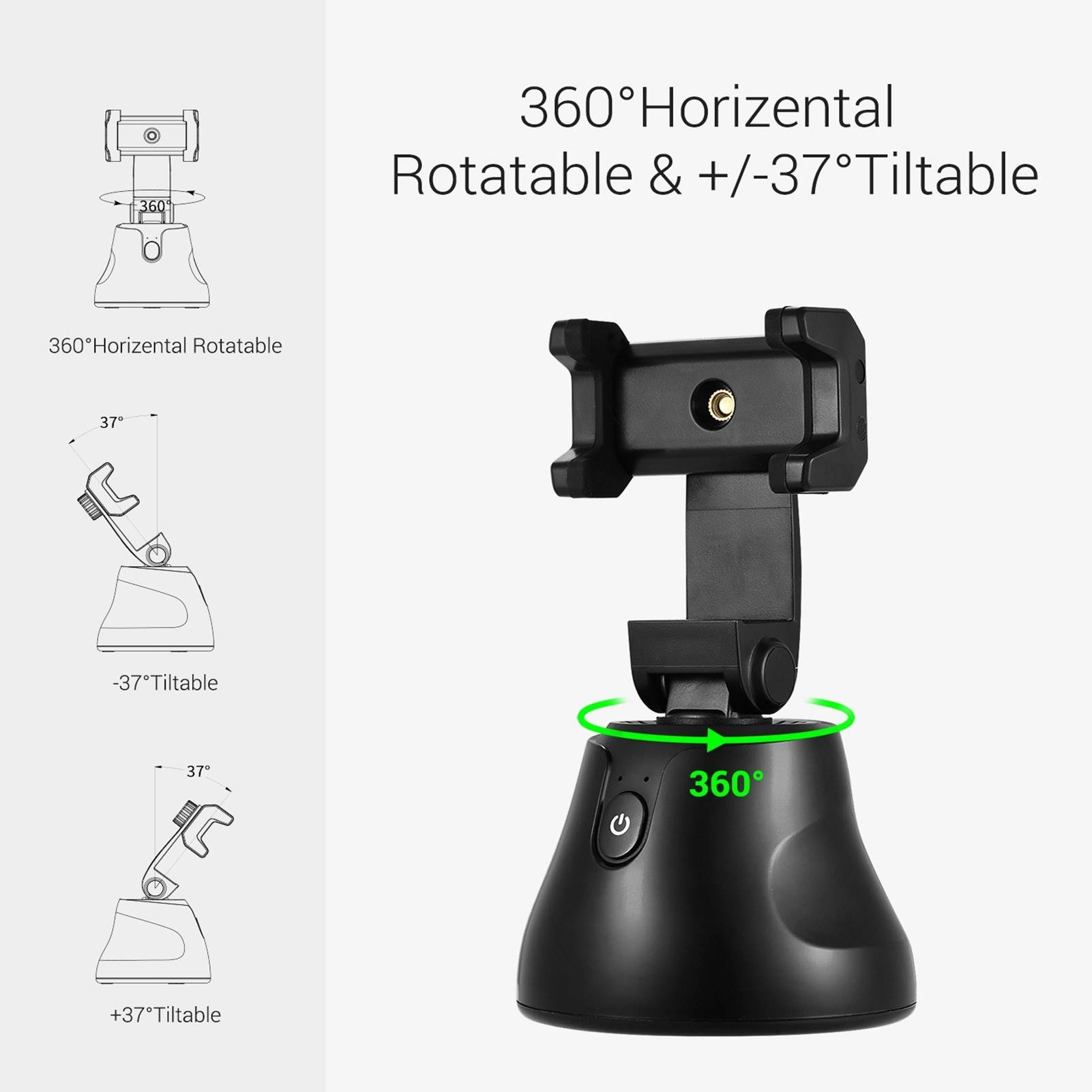 Smart Selfie Stick 360&deg; Rotation Object Tracking Face Tracking Phone Control with Phone Mount 1/4 Thread