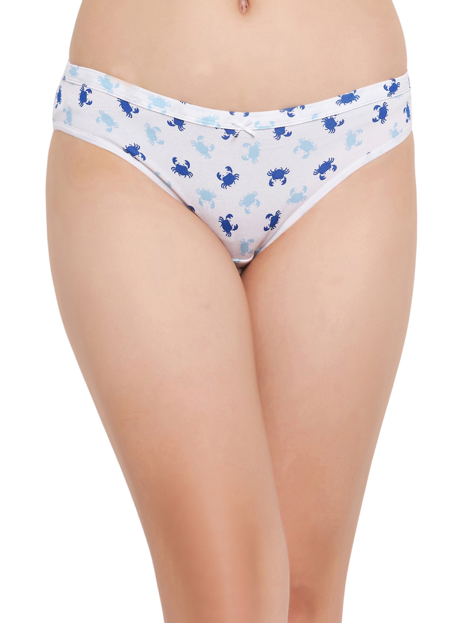 Clovia White & Yellow Cotton Printed Bikini Panties - Pack Of 3