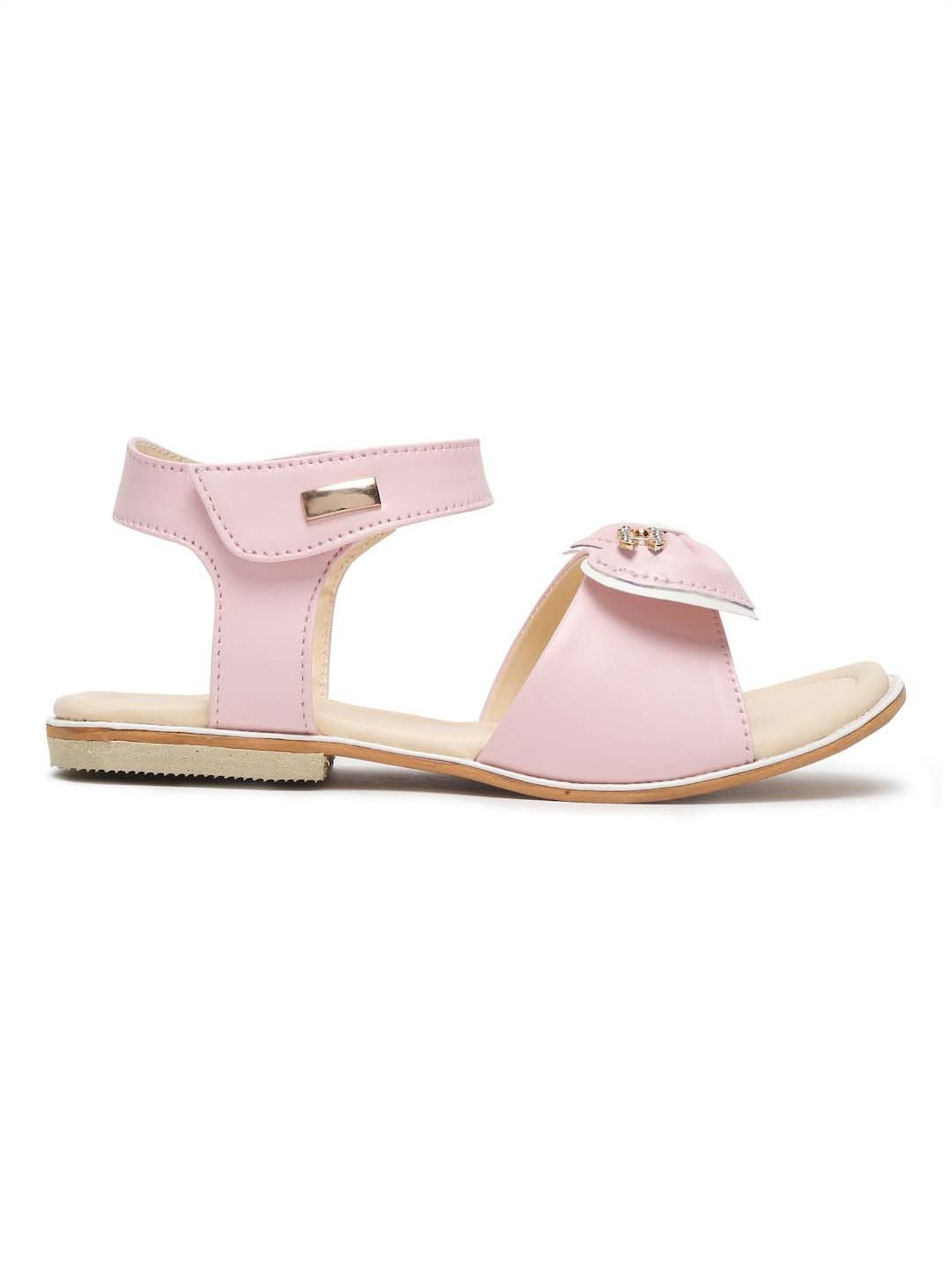Tiny Bugs Kids Pink Bow Embellished Ankle Strap Sandals
