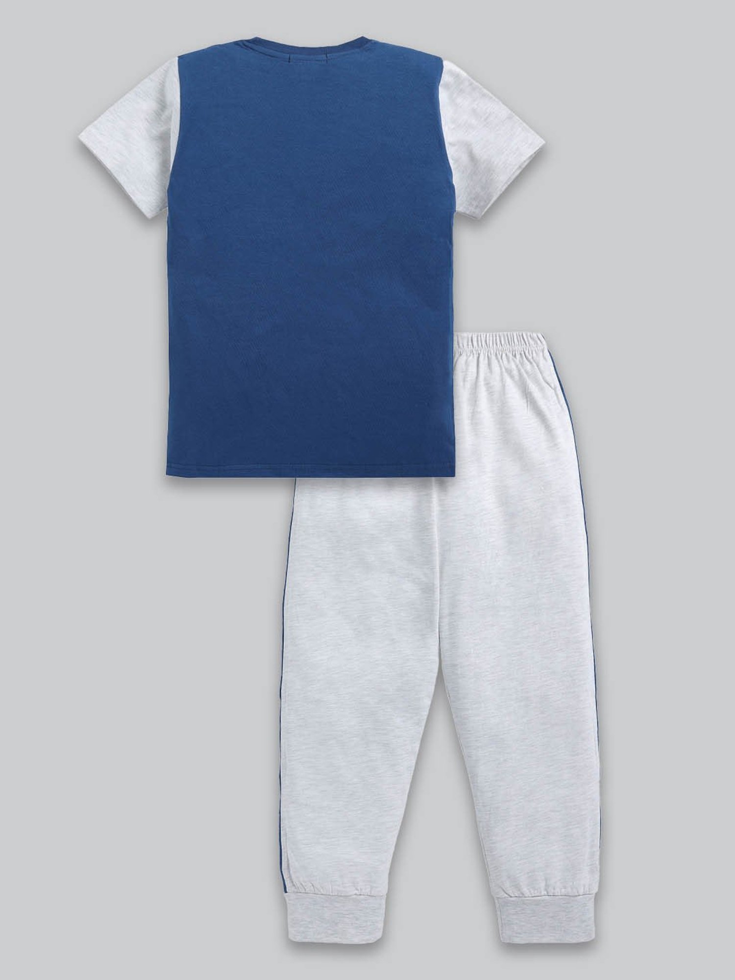 Todd N Teen Kids Royal Blue & Grey Printed T-Shirt with Joggers