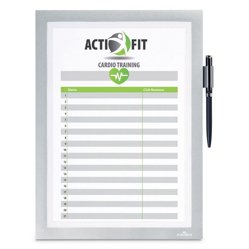 Durable DURAFRAME Note Sign Holder, 8 1/2" x 11", Silver Frame 477323