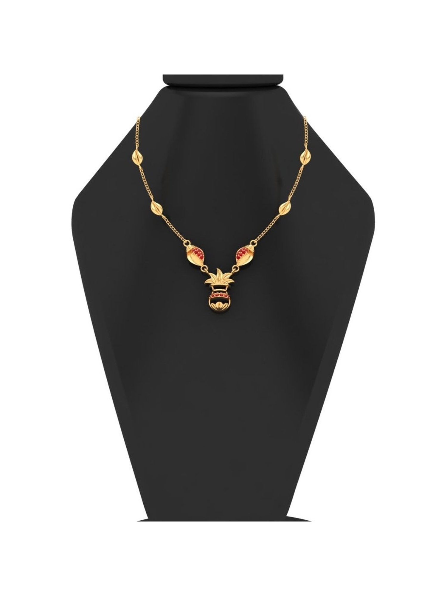 P.C. Chandra Jewellers 14k Yellow Gold Traditional With Red Stone Necklace