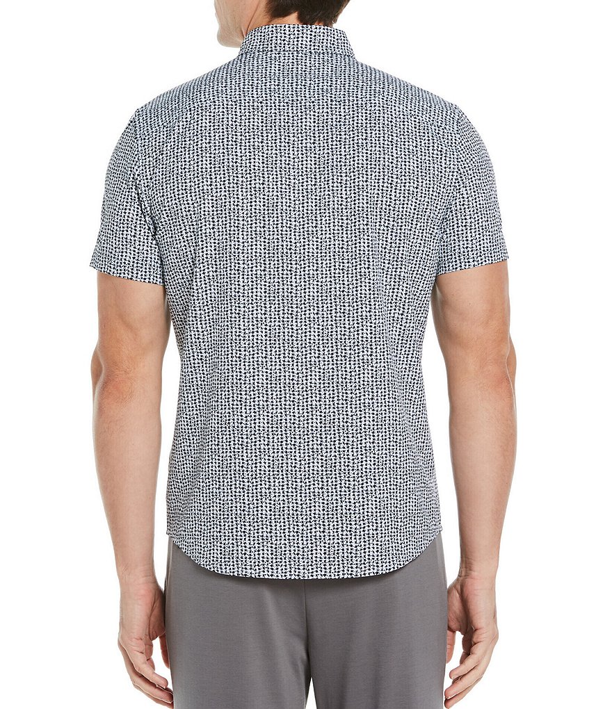 Perry Ellis Big & Tall Houndstooth Performance Stretch Short-Sleeve Woven Shirt