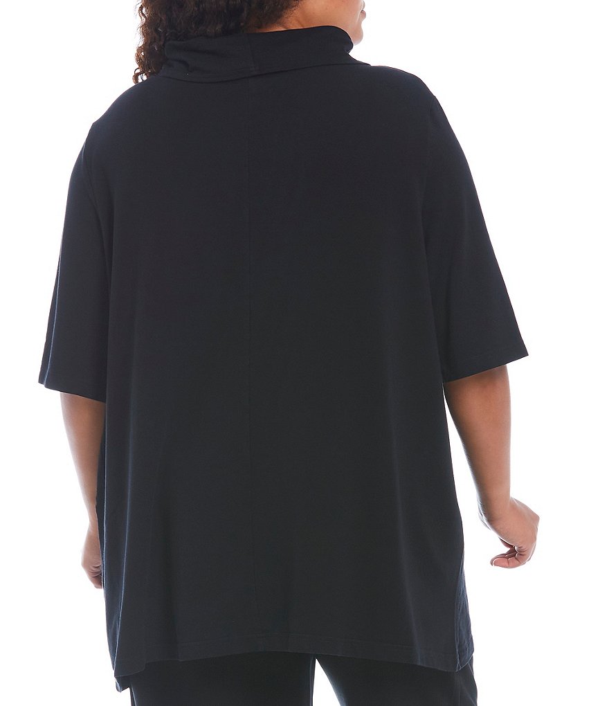 Bryn Walker Plus Size Enola Bamboo French Terry Elbow Sleeve Cowl Neck Tunic