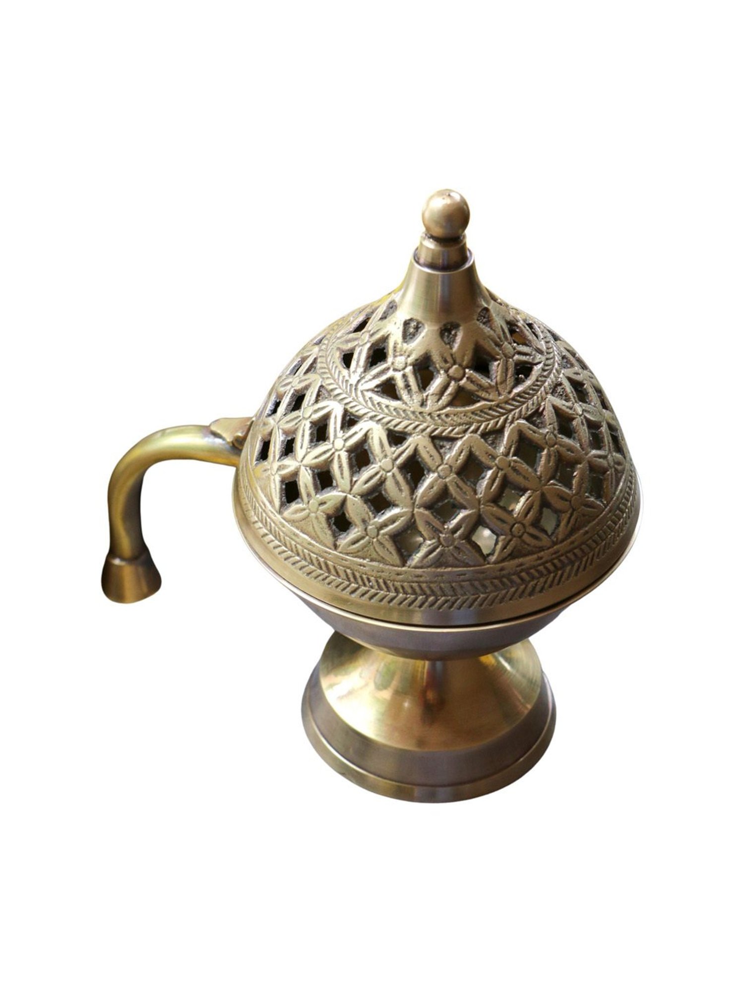 Ambi Intricate Design Brass Dhuni Loban Sambrani Incense Burner (Small)