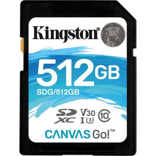 Kingston Canvas Go! 512GB SDXC 90R/45W U3 UHS-I V30 Flash Memory Card (SDG/512GB)