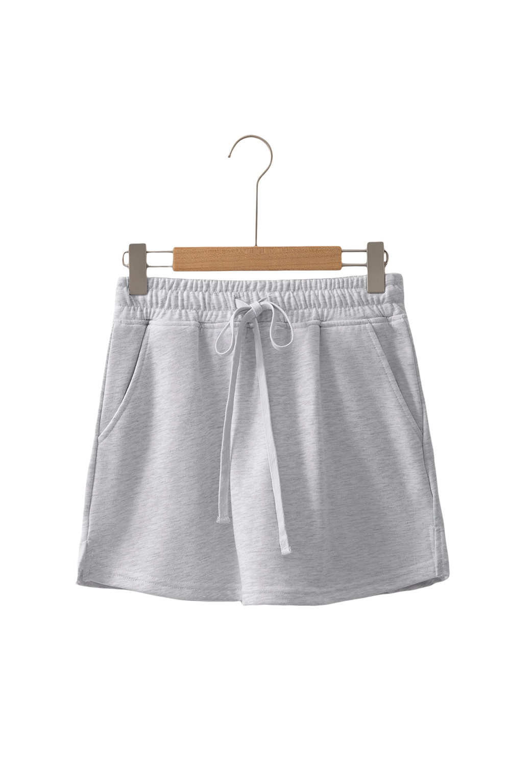 Light Grey French Terry Drawstring Mini Skort with Pockets