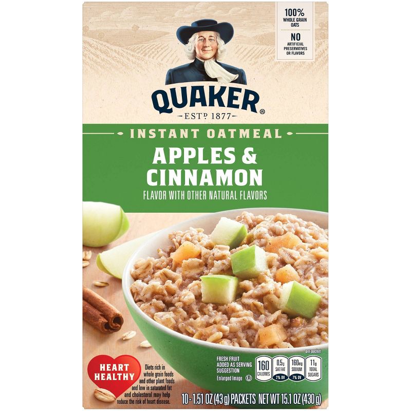 Quaker Instant Oatmeal Apple Cinnamon - 10ct