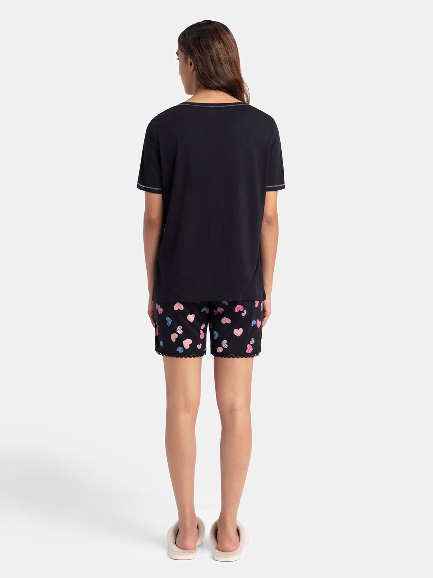 Jockey RX80 Women's Micro Modal Cotton Short Sleeve T-Shirt and Printed Shorts Set