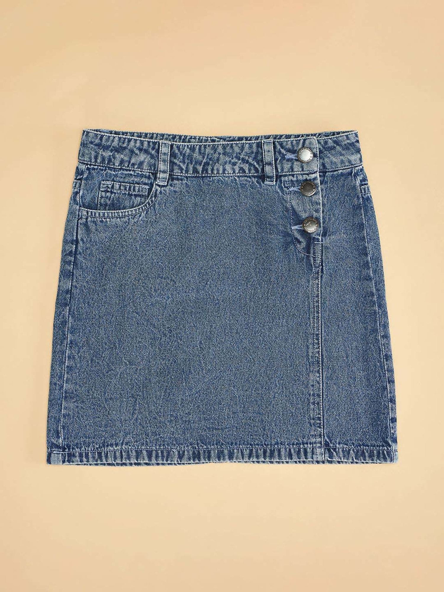 Pantaloons Junior Kids Medium Blue Cotton Regular Fit Skirt