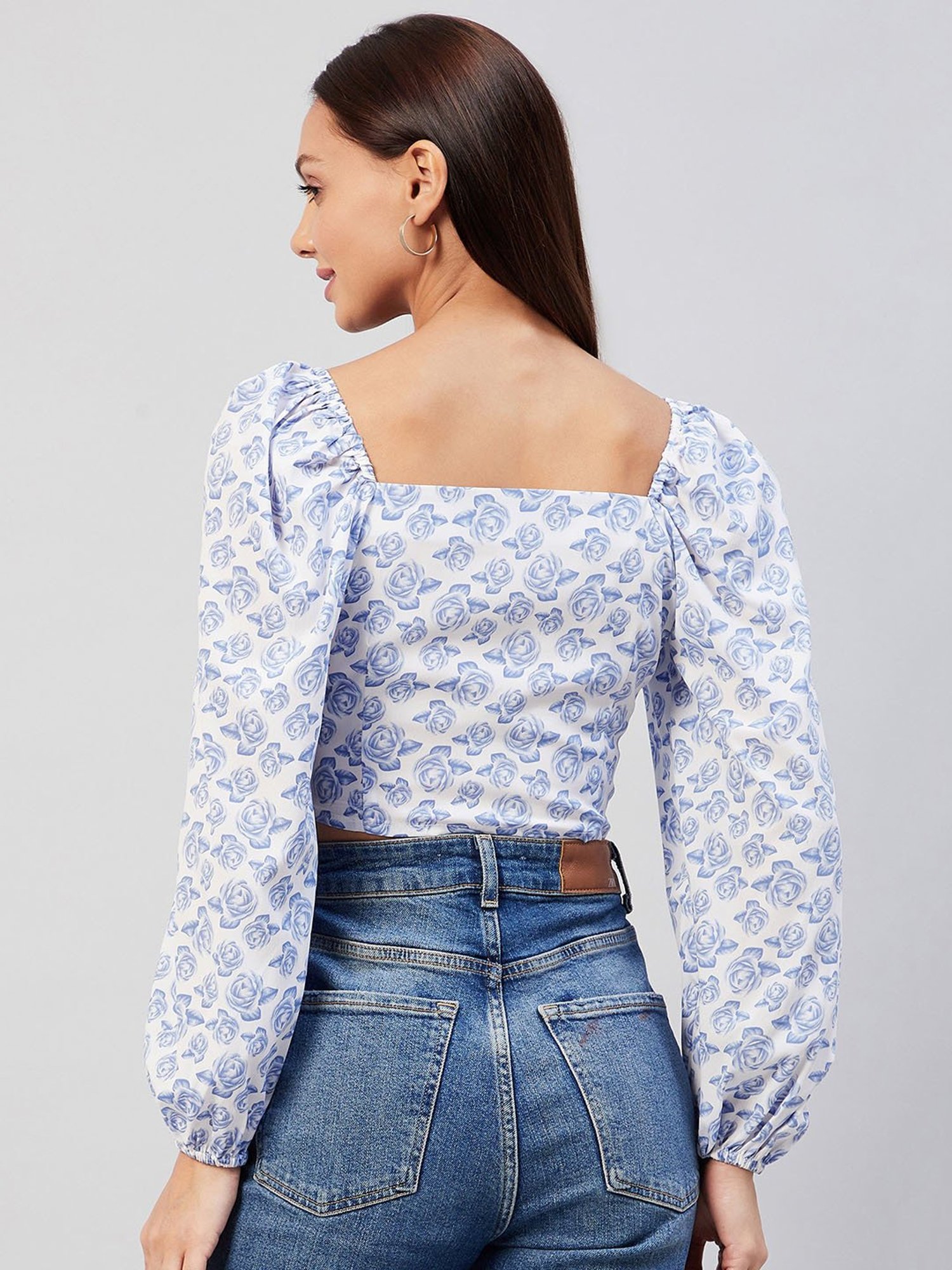 Rare White Floral Print Crop Top