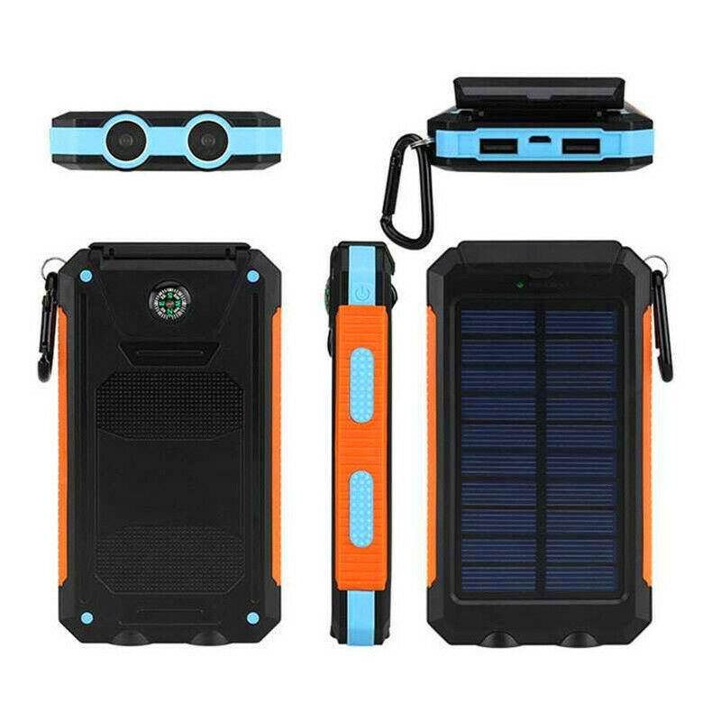 Waterproof 500000mAh Power Bank Solar External Battery Charger for Cell Phone US