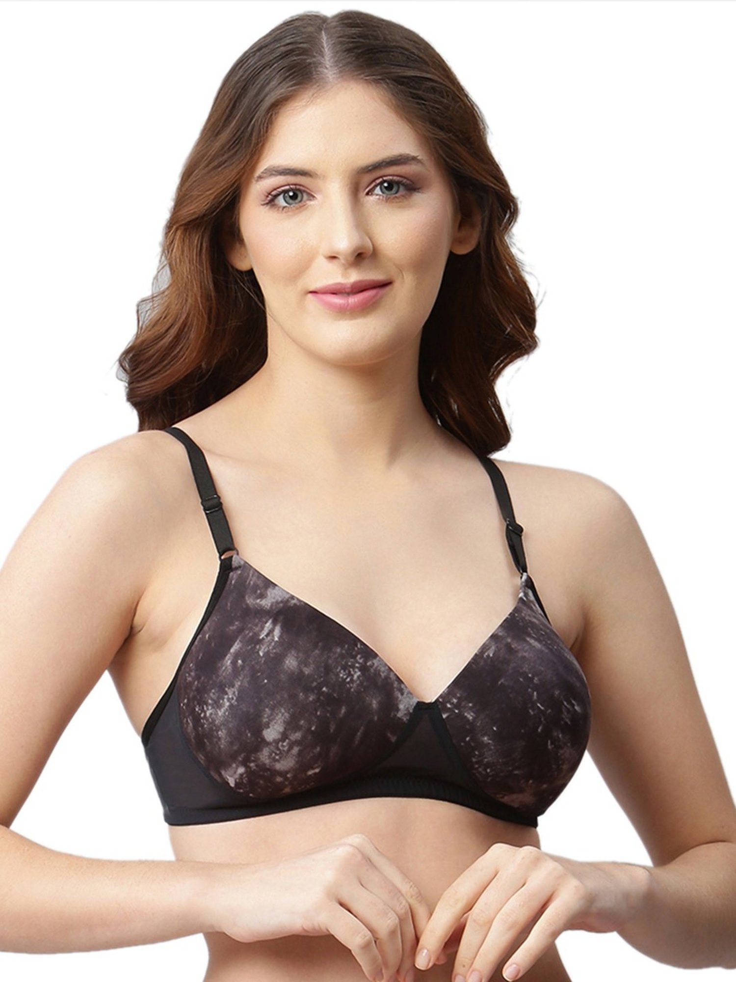 Cukoo Blue & Black Printed Full Coverage Non-Wired Bra - Pack of 2