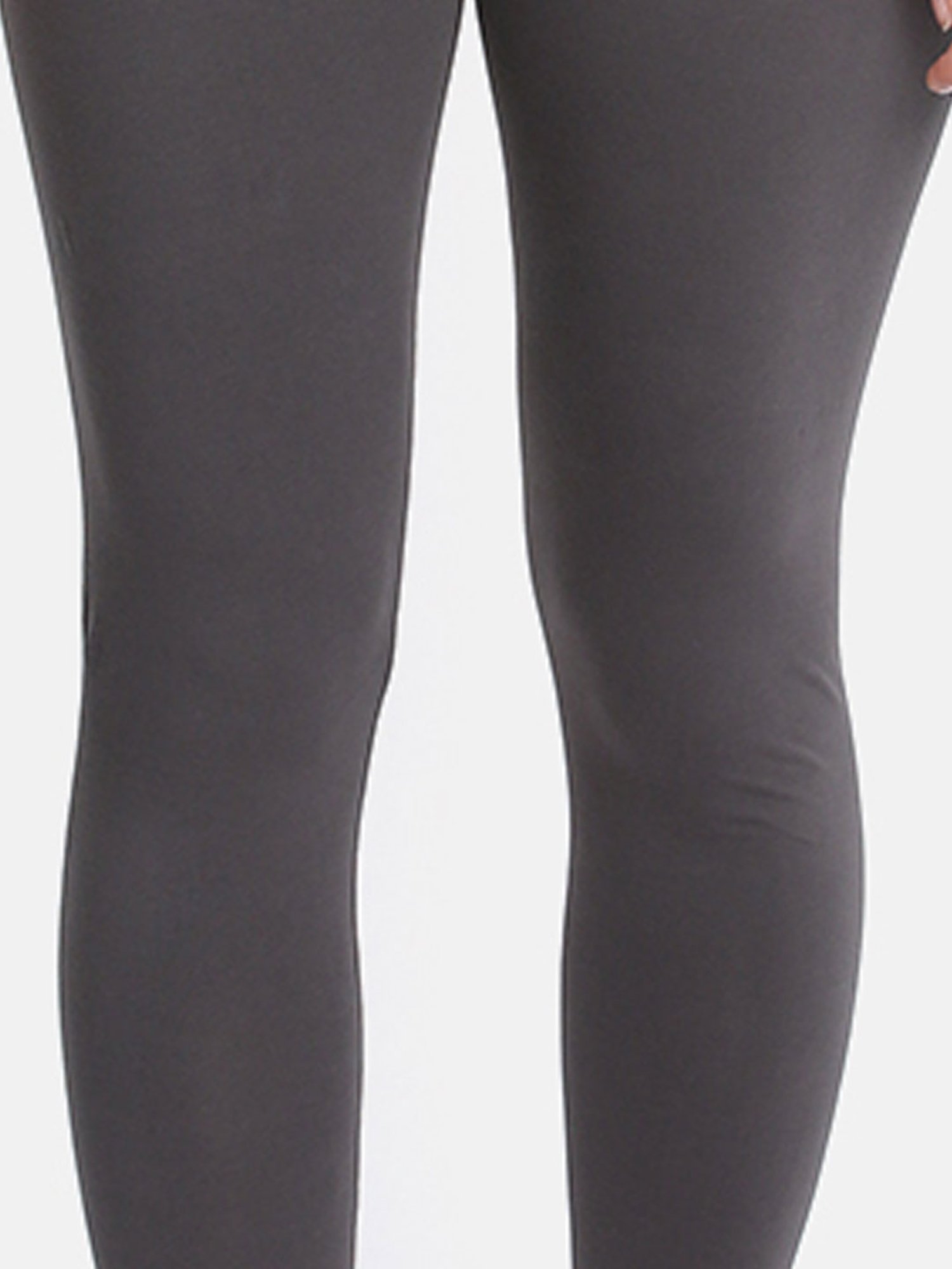 Dollar Missy Yellow & Charcoal Grey Cotton Leggings (Pack of 2)