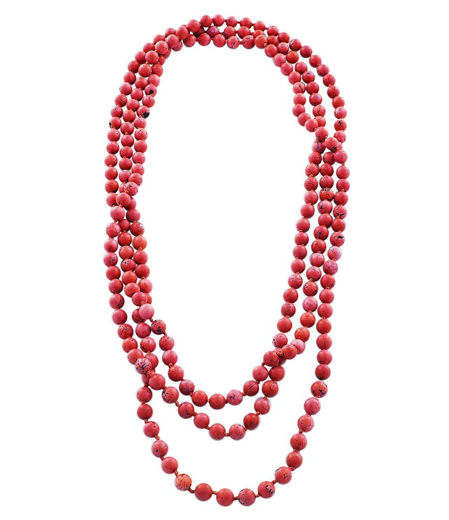 Barse Long Genuine Stone Wrap Necklace