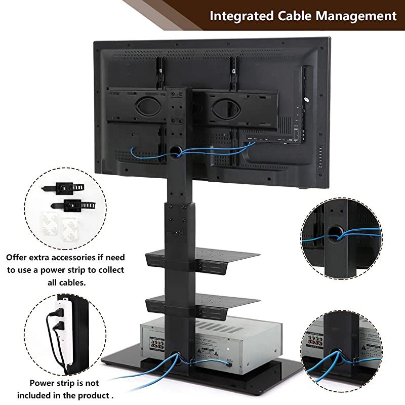 Floor TV Stand with Swivel Mount Height Adjustable for 32 37 42 47 50 55 60 65 inch Plasma LCD LED Flat or Curved Screen TVsCable ManagementRemovableAdjustable Shelf