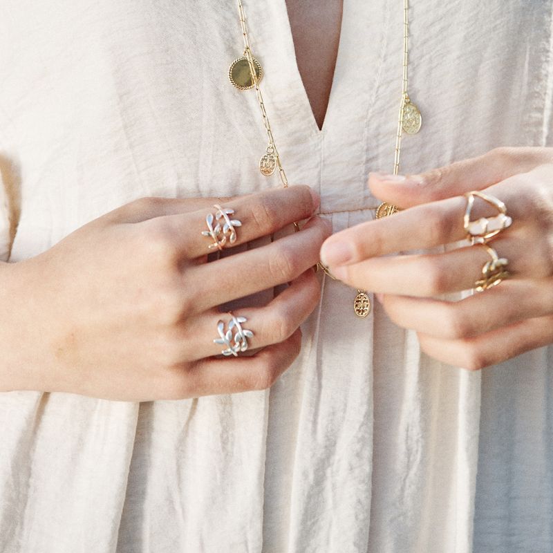 Sanctuary Project Dainty Olive Branch Adjustable Ring Rose Gold