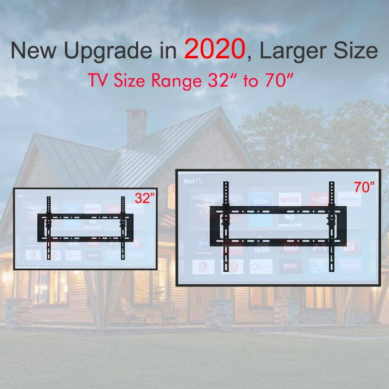 LEADZM Tilt TV Wall Mount Low Profile, Tilting TV Mount Bracket for Most 32-70" Flat Screen LED, LCD, OLED, 4K TVs, TV Bracket VESA 600x400mm Weight Capacity Up to 110lbs, Space Saving
