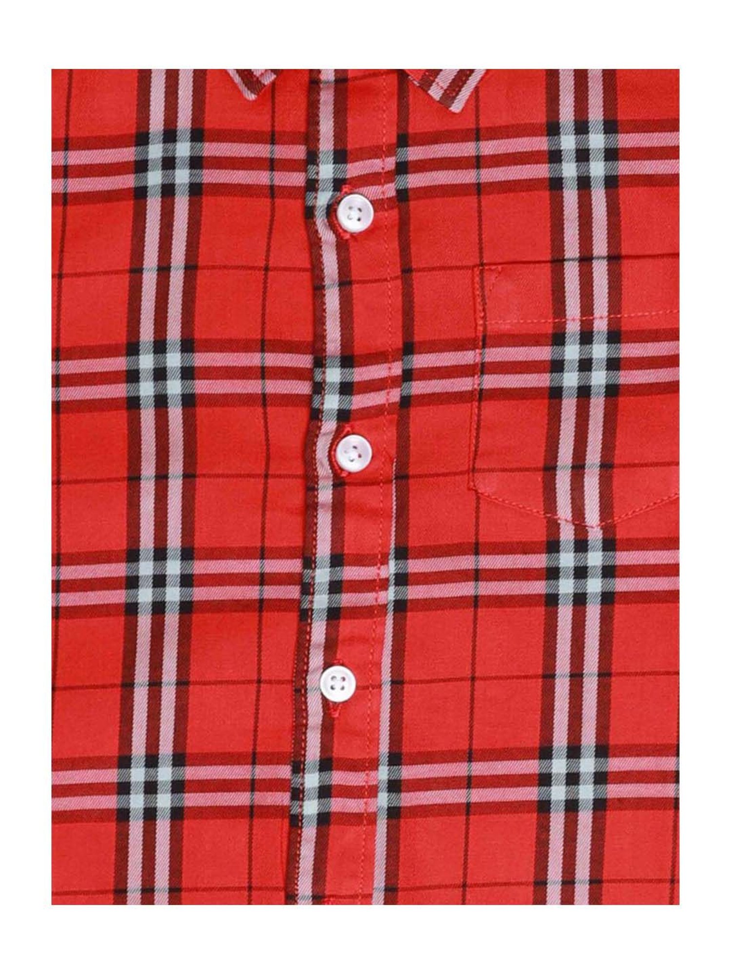 Manet Boys Red Cotton Plaid Pattern Shirt