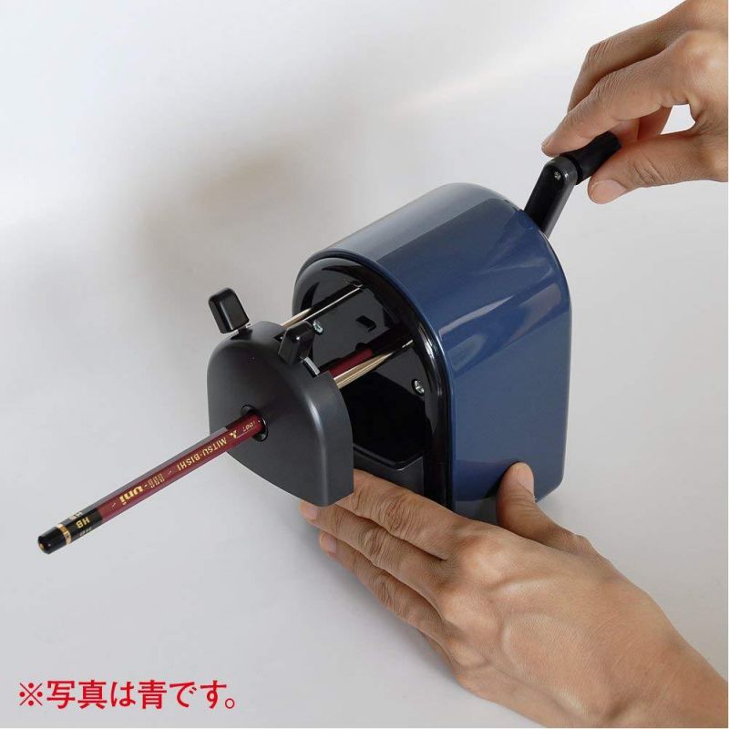 Uni KH-20 Hand Crank Wooden Pencil Sharpener - Black