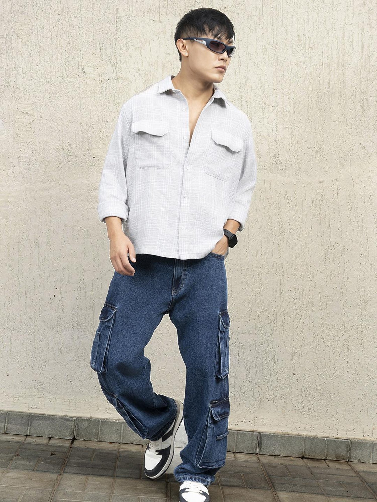 Hubberholme Men Cotton Long Sleeves Oversized Checked Double Pocket Shirt 16