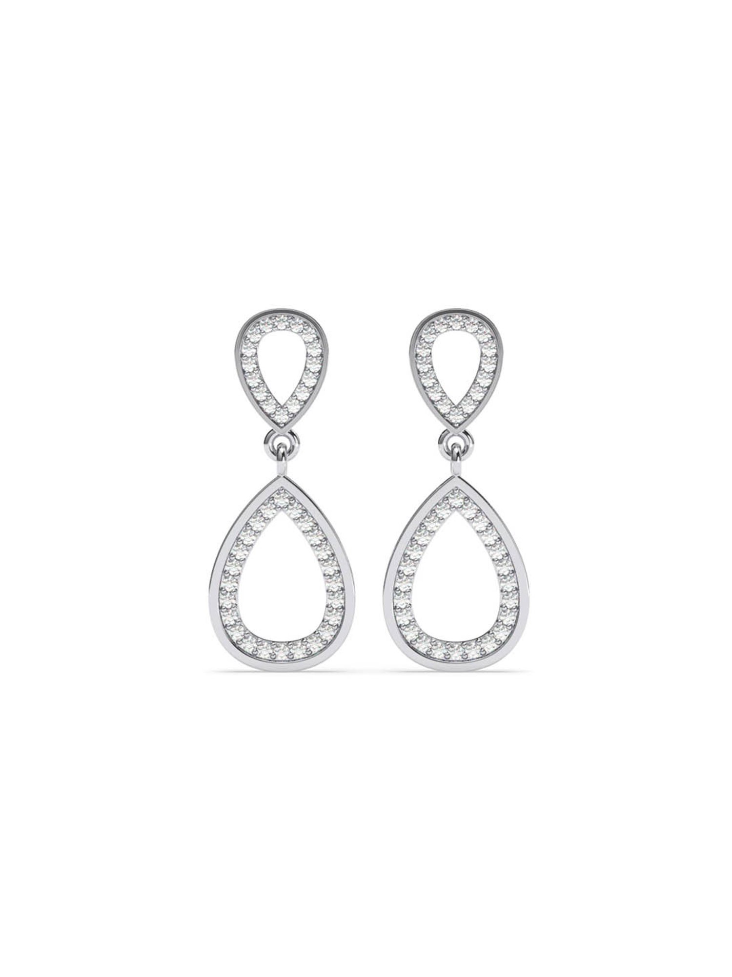 Clara 925 Silver Platinum Plated Swiss Zirconia Serenity Drop Earrings Gift for Women