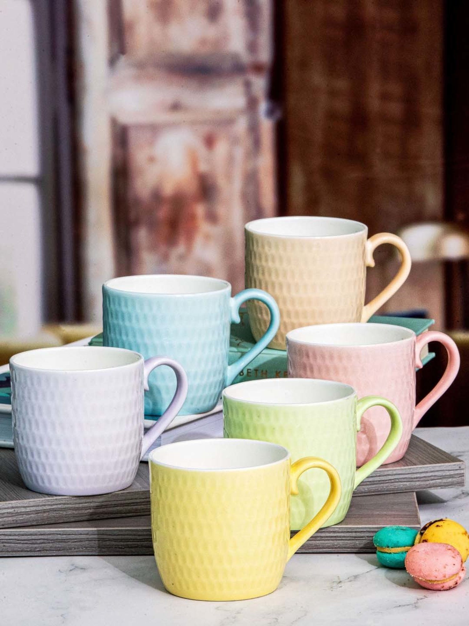 Femora Black Ceramic Coffee Mugs (0.36 L) - Set of 4