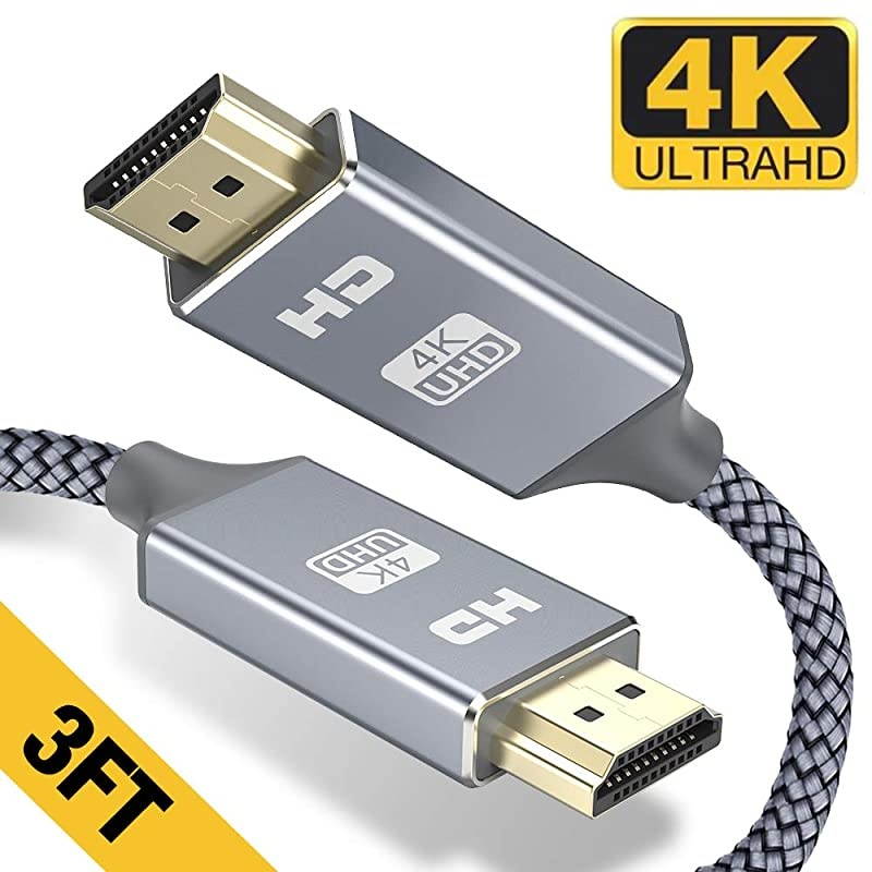 Cable 3FT Braided Cord 4K 20 Ready High Speed Gold Plated Connectors EthernetAudio Return Channel Video 4K UHD 2160p HD 1080p 3D Compatible UHD TV Bluray PS43 Monitor