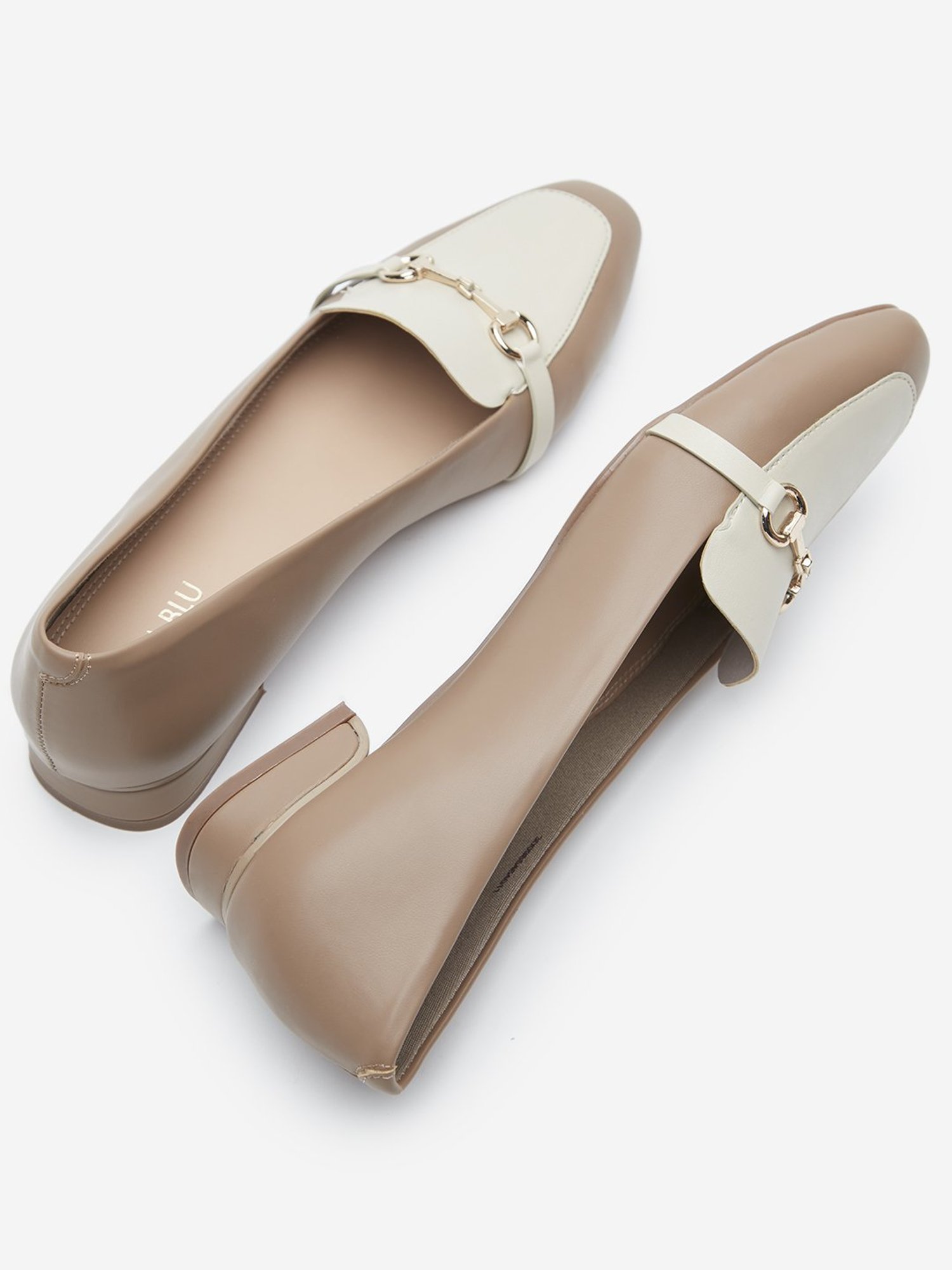 LUNA BLU by Westside Taupe Metal-Detailed Loafers