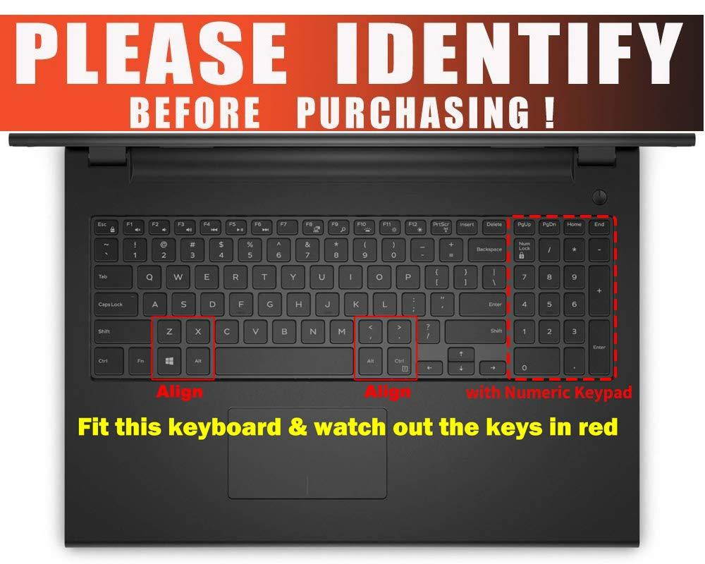 Colorful Dell Inspiron Keyboard Cover Compatible Dell G3 G5 G7 15.6 inch Series, 15.6" Dell Inspiron 15 3000 5000 7000 Series, 17.3" DELL Inspiron 17 5000 Series(with Numeric Keypad), Rainbow