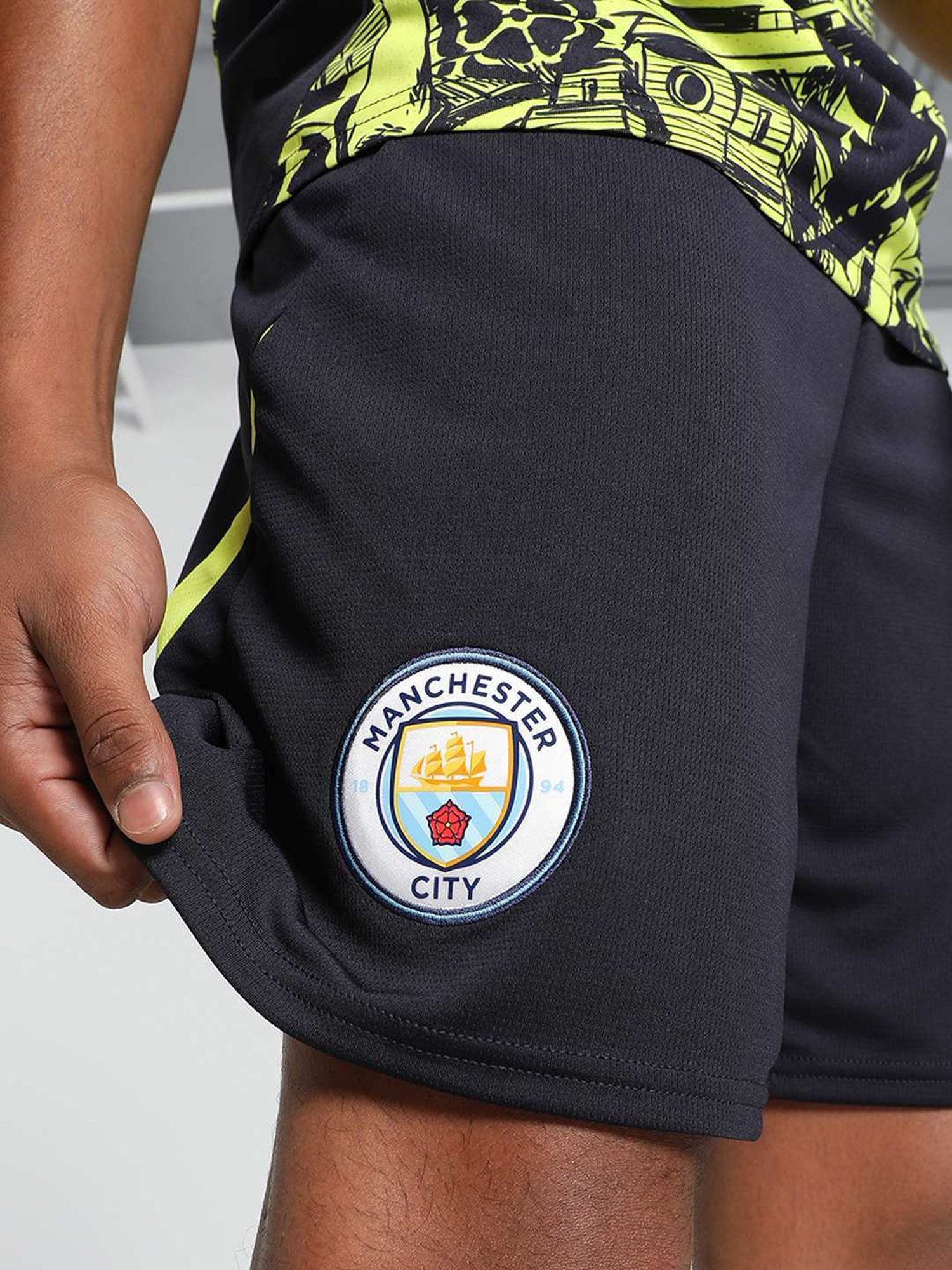 Puma Blue Regular Fit Printed Sports Shorts