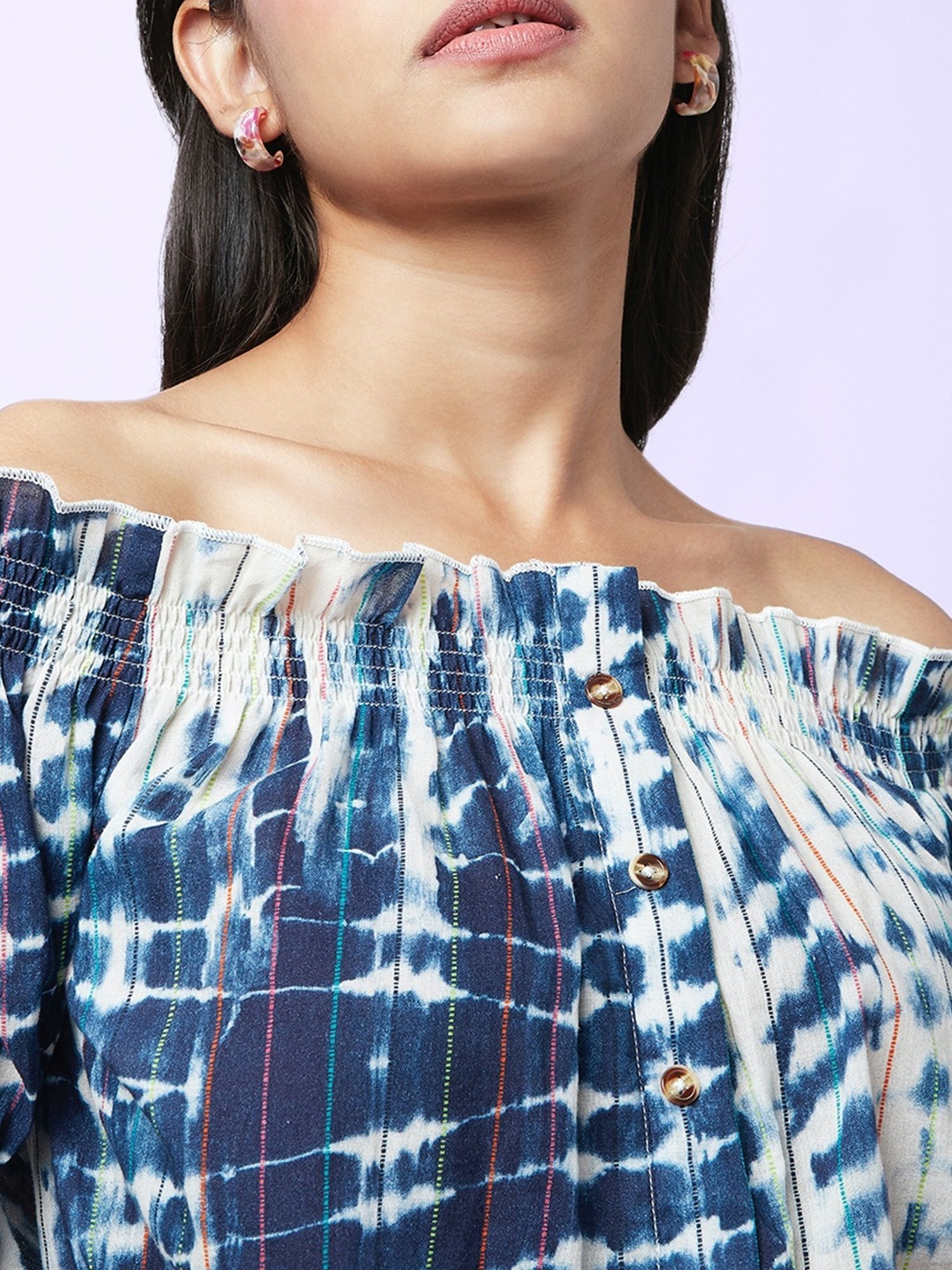 YU by Pantaloons Blue Printed Top